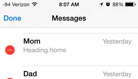 deleting a text message on the iphone