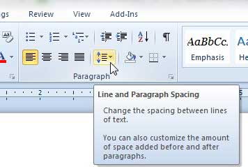 how to change the line spacing in word 2010