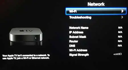 connect to a wireless network on the apple tv