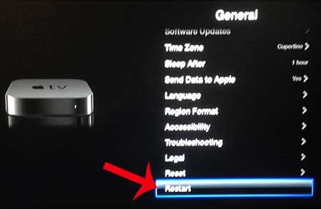 how to restart the Apple TV