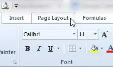 click the page layout tab