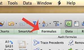 click the formulas tab