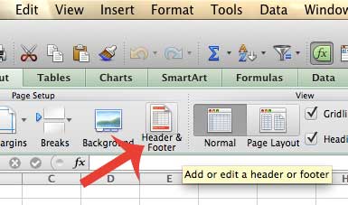 how to insert a header in excel 2011