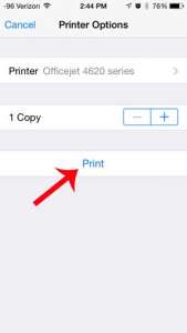 how to print to the officejet 4620 from an iphone