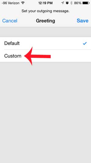 select the custom option