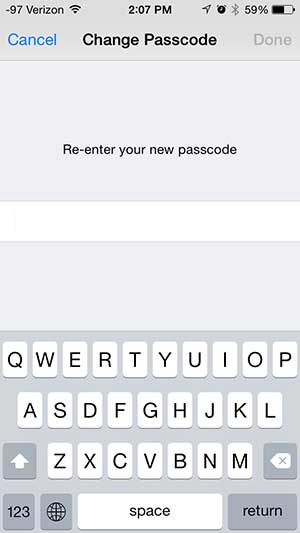re-enter the new long passcode