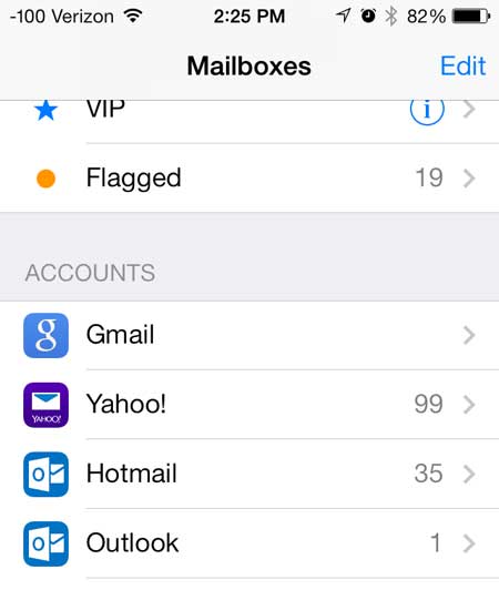 how to switch between email accounts on the iphone