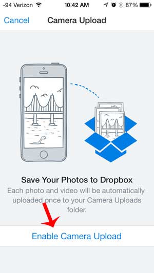 how to upload your iphone pictures to dropbox