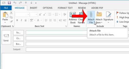 how to attach a file in outlook 2013