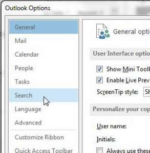 how to search all folders in outlook 2013