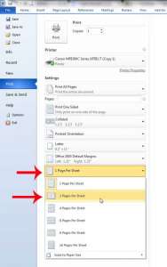 how to print two pages on one sheet in word 2010