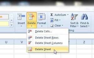 how to delete a worksheet in excel 2010