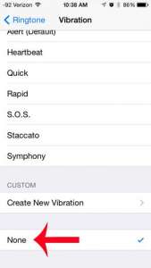 how to turn off vibration for phone calls on the iphone 5