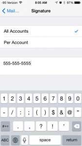how to insert a phone number in an iphone signature