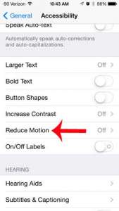 how to reduce motion on the iphone 5