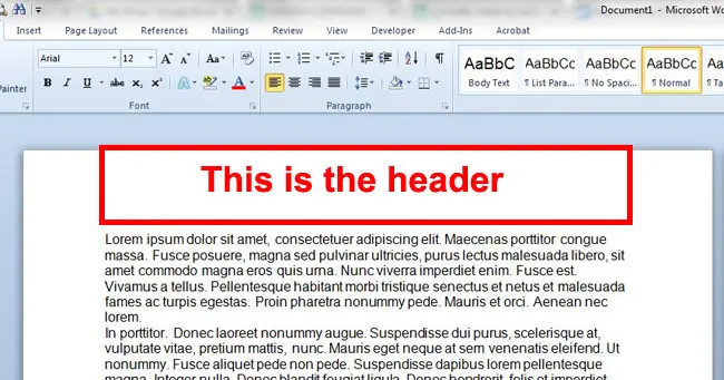what is a header in word