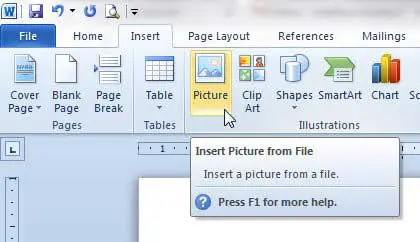 how to insert a picture in word 2010