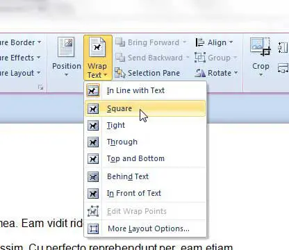 How to wrap image with wrpa text in word 2010
