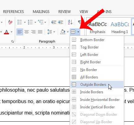 how to add a border to a paragraph in word 2013