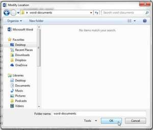 how to change the default file save location in word 2013