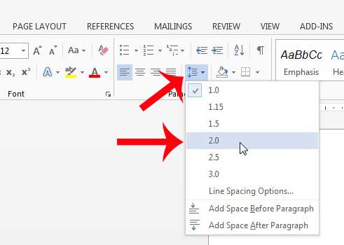 how to double space in word 2013