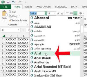 how to change the cell font in excel 2013