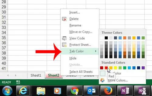 click tab color, then select the color for the worksheet tab