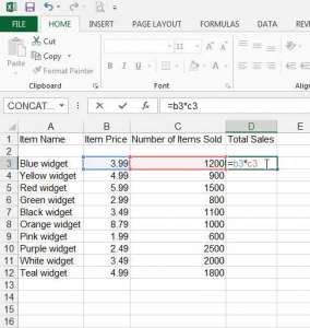 how to create a formula in Excel 2013