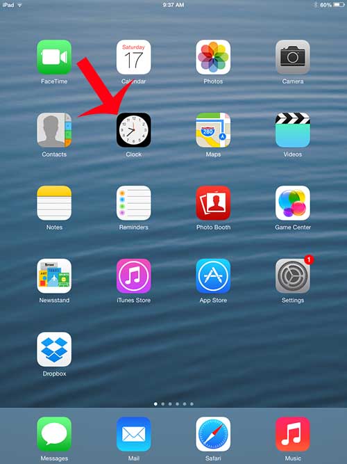 open the clock app on the ipad