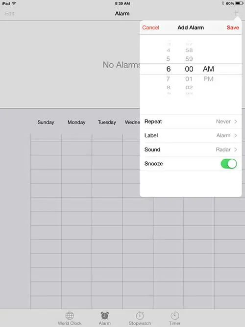 how to set an alarm clock on the ipad 2