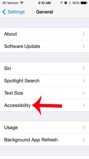 touch the accessibility option
