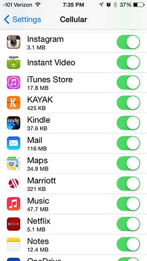 how to check cellular data usage for apps on the iphone 5
