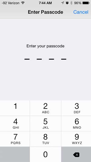 enter your old numerical passcode