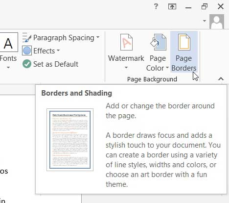 how to add page borders in word 2013