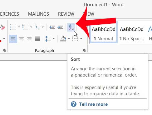 how to alphabetize a list in word 2013