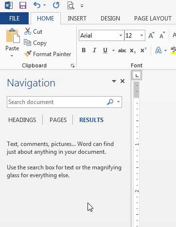 another option for finding text in word 2013