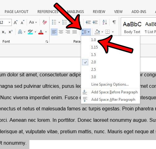 how to single space in word 2013