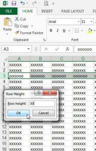 how to change row height in excel 2013
