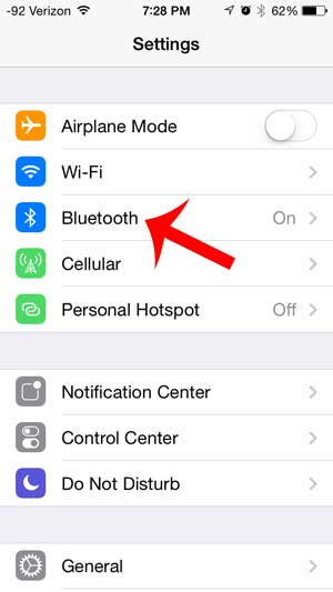 select the bluetooth option