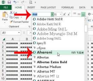 how to change the font of an entire worksheet in excel 2013
