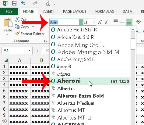 how to change the font of an entire worksheet in excel 2013