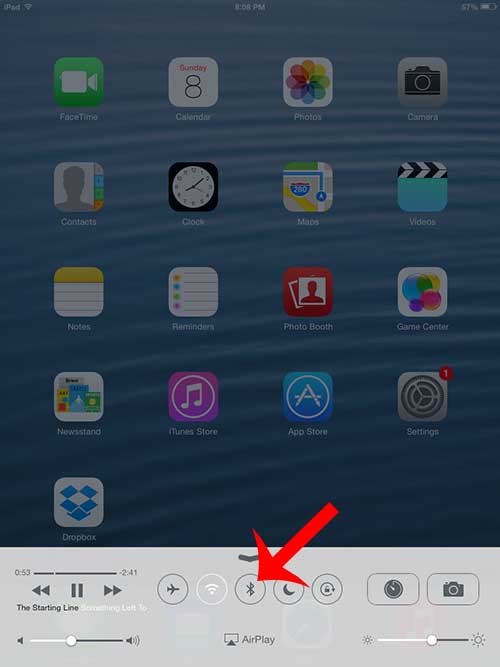 turn off bluetooth from the control center