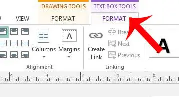 click the text box tools format tab