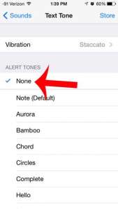 how to turn off the text message sound on the iPhone 5 in iOS 7