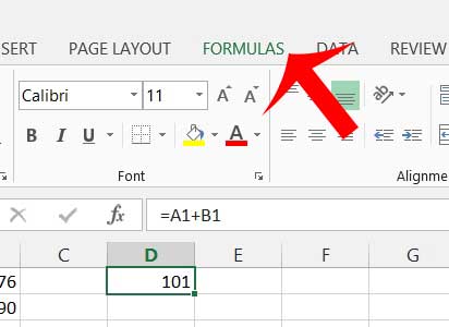 click the formula tab