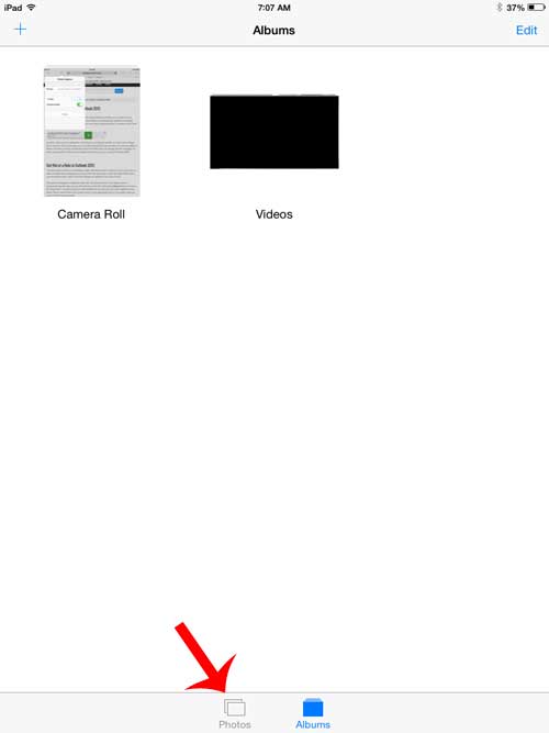 touch the photos option at the bottom of the screen