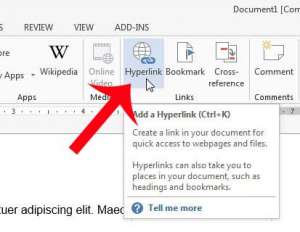 how to add a link to a word 2013 document