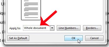 apply to the whole document, then click OK