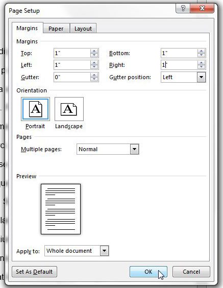 enter custom margin values