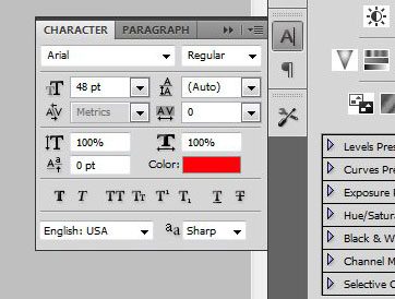 use the character panel to make adjustments